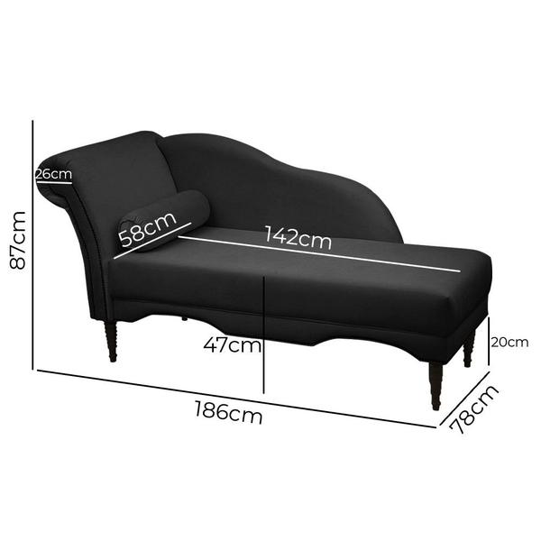 Imagem de Chaise Longue Divã Copenhagen Veludo Preto 160 Speciale Home