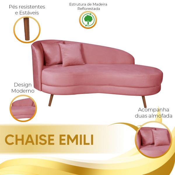 Imagem de Chaise Longue Divã Emili  1,60 Veludo Coral