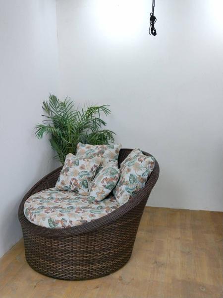 Imagem de Chaise, poltrona redonda, sofá 1m20cm - 1 pessoa confortável - áreas externas, piscinas e jardins - fibra sintética e alumínio - tecido impermeável Ka