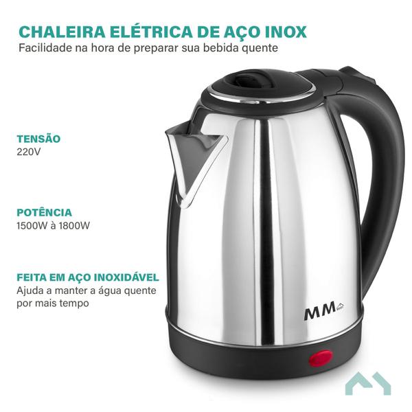 Imagem de Chaleira Aço Inox Eletrica 2 Litros Jarra Agua quente