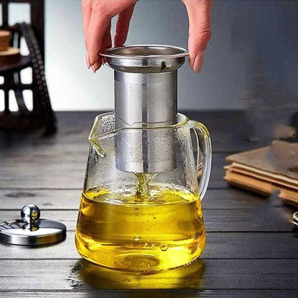 Imagem de Chaleira Boro De Vidro Com Infusor Inox Bule Para Chá 750Ml