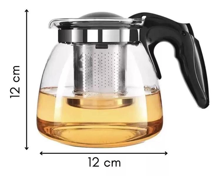 Imagem de Chaleira Bule De Vidro Com Infusor Chá Café Inox 1000ml