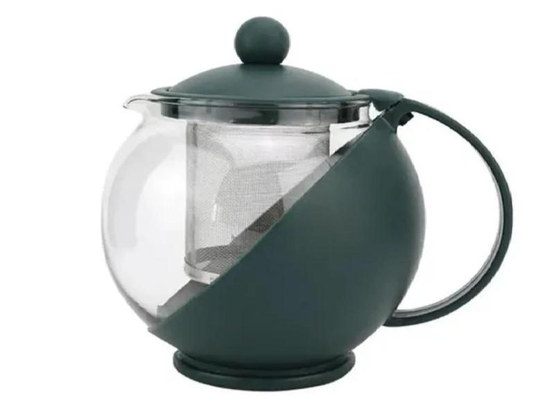 Imagem de Chaleira Bule Jarra Vidro Revestido Infusor Coador Filtro Aço Inox Chá Café 750ML