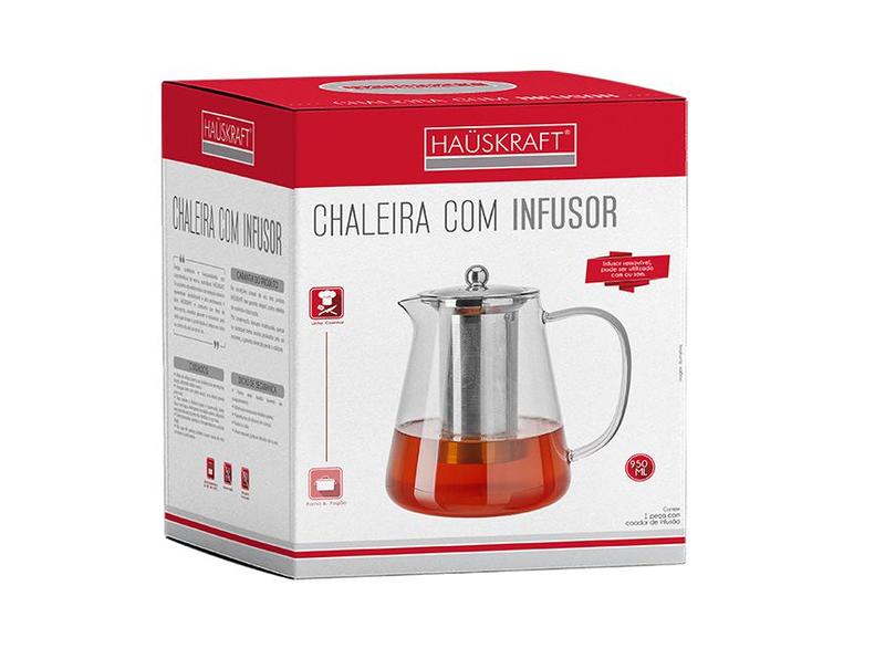 Imagem de Chaleira c/ infusor em vidro borossilicato 950ml - Hauskraft