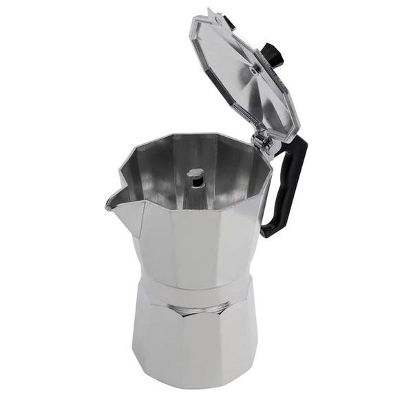 Imagem de Chaleira Cafeteira Bule De Alumínio Cor Prata ou Preto Tipo Italiana Premium Moka Café Expresso 9 Xícaras