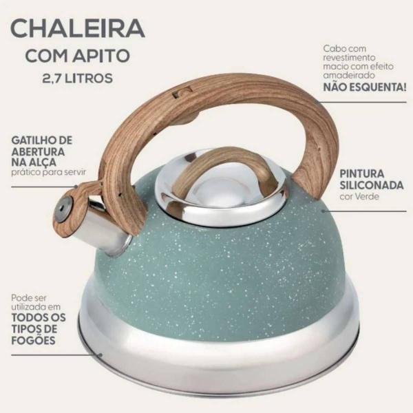 Imagem de Chaleira com apito 2,7l roma verde brinox