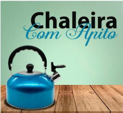 Imagem de Chaleira com Apito Premium 2L Aço Inox Indução Fogão Cores Variadas