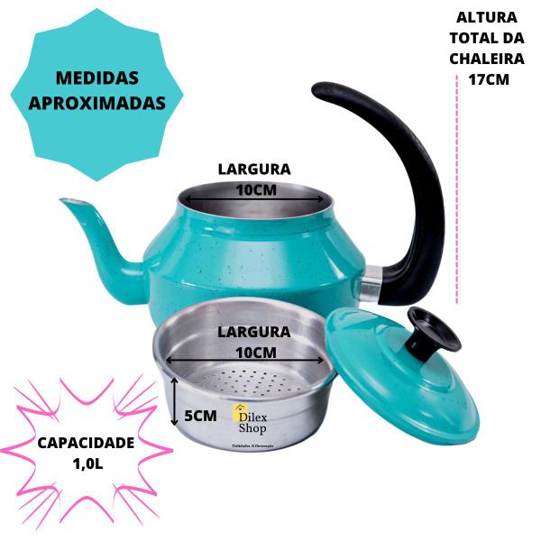 Imagem de Chaleira Com Infusor Ferver Agua Chá Café Leite Alumínio