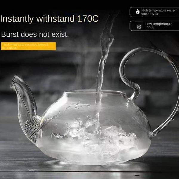 Chaleira de chá Pyrex de alta borossilicação com chama aberta ou - Wokex Imagem de Chaleira de chá Pyrex de alta borossilicação com chama aberta ou