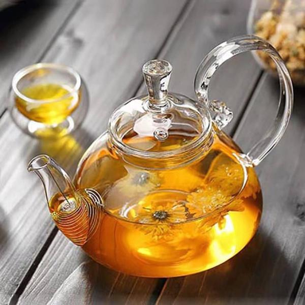 Chaleira de chá Pyrex de alta borossilicação com chama aberta ou - Wokex Imagem de Chaleira de chá Pyrex de alta borossilicação com chama aberta ou
