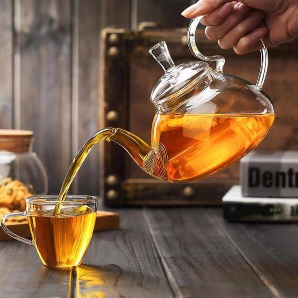 Chaleira de chá Pyrex de alta borossilicação com chama aberta ou - Wokex Imagem de Chaleira de chá Pyrex de alta borossilicação com chama aberta ou