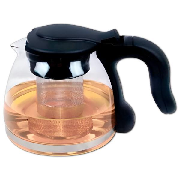 Imagem de Chaleira De Vidro 1 Litro Bule Com Infusor Chá Café em Inox 1000ml