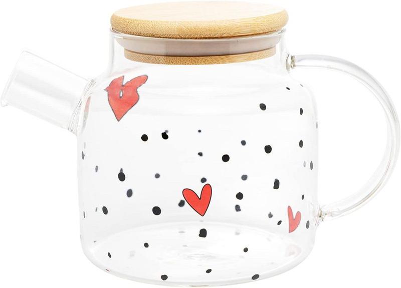 Chaleira de Vidro Borossilicato Tampa de Bambu Heart 600ml - Wolff Imagem de Chaleira de Vidro Borossilicato Tampa de Bambu Heart 600ml - Wolff