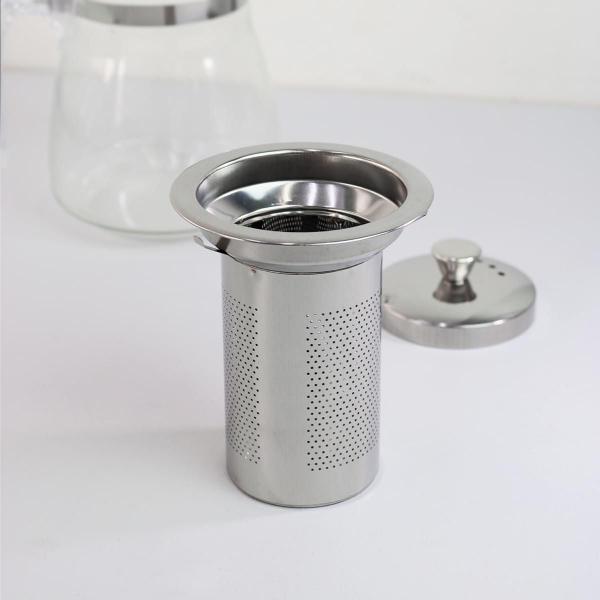 Imagem de Chaleira de vidro com infusor de inox e tampa 600ml para servir chá