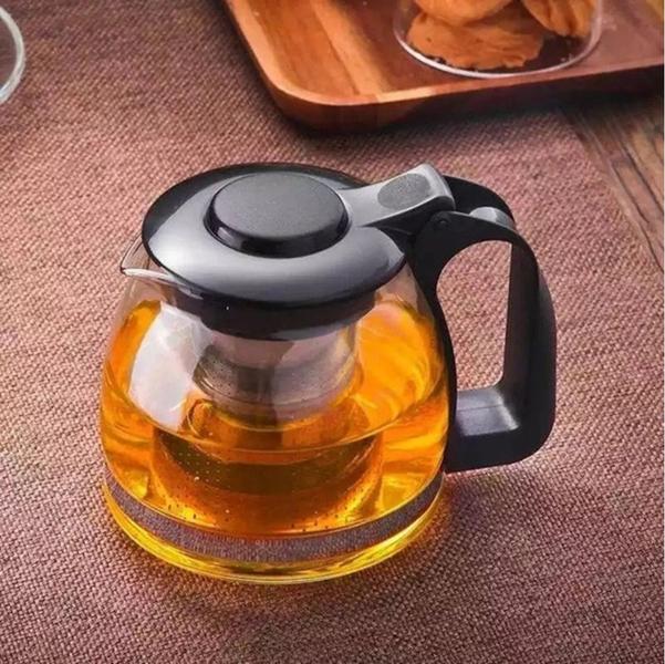 Imagem de Chaleira De Vidro Infusor Chá Café Bule 1,2 Litro Aço Inox