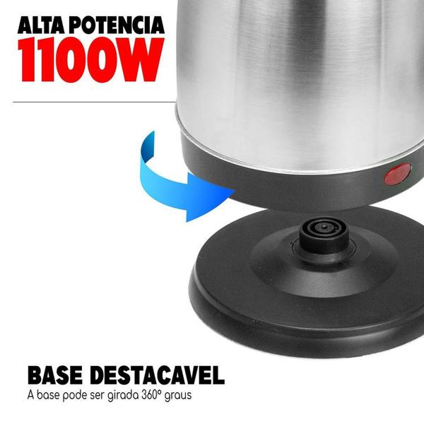 Imagem de Chaleira Eletrica 110v Inox Prática 1100w Bak Economica 1.8l