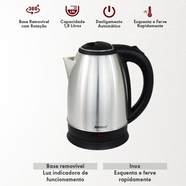 Imagem de Chaleira Elétrica 127v Akl 150 Inox Ferve 1,8l Amvox 