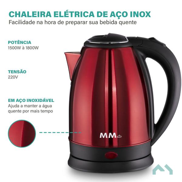 Imagem de Chaleira Elétrica 2 L Jarra Térmica Inox Bule Ferve Rapido