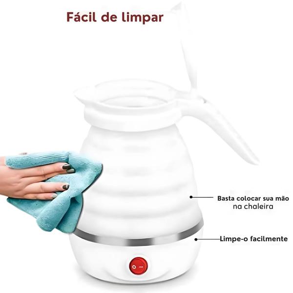 Imagem de Chaleira Elétrica Dobrável Jarra Ferve Agua Portatil 600ml Casa, Viagem 110v Pratico