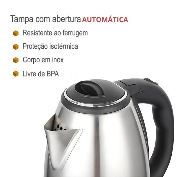 Imagem de Chaleira Elétrica Inox 2L Preta 110v - Praticidade e Eficiência