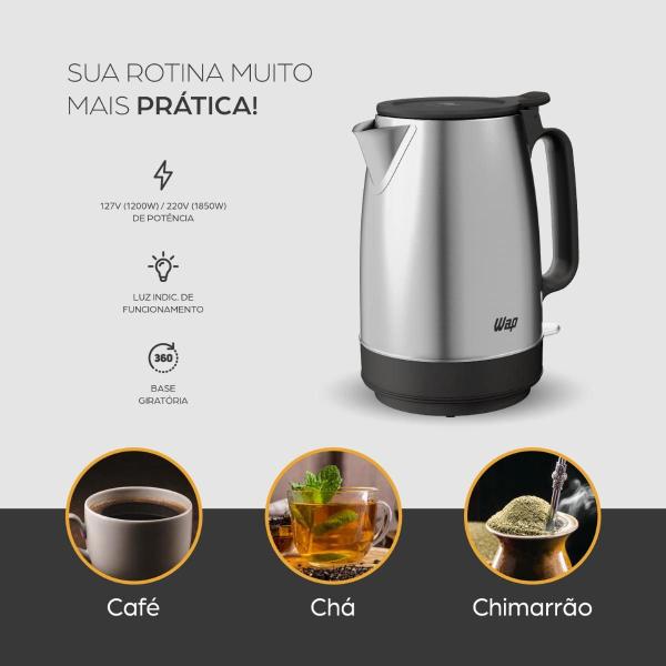 Imagem de Chaleira Elétrica Inox Portátil 1,7L 1200W 127V WCE2 Wap