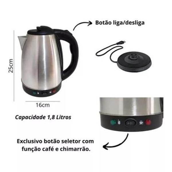 Imagem de Chaleira Elétrica Inox Select 2 funções: Chimarrão Café 220v Cor Preto