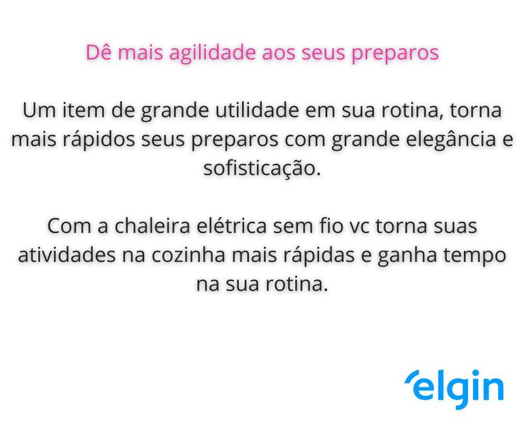 Imagem de Chaleira elétrica portátil inox sem fio rápida 1,8L Elgin