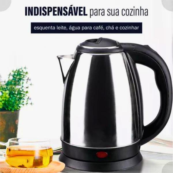 Imagem de Chaleira Elétrica Prateada 1,8 Litro Jarra Cozinha Bule Inox