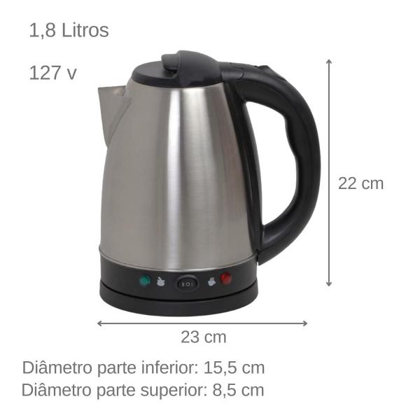 Imagem de Chaleira Elétrica Select 1,8L Chimarrão Café Chá Botão Seletor Mantém Agua Aquecida 127v Cozinha Premium