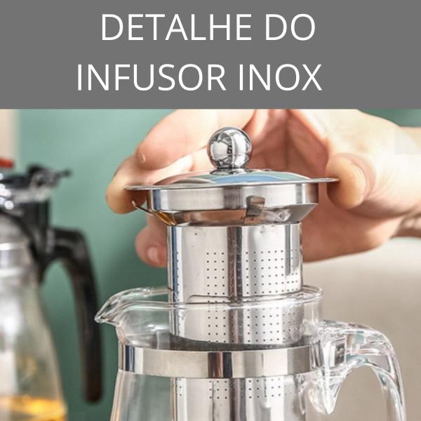 Imagem de Chaleira Infusor Bule Vidro Filtro Aço Inox Para Chá 700Ml Jarra Grande E Transparente  