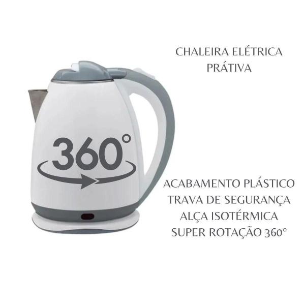 Imagem de Chaleira Jarra Eletrica Inox Prática 1.8L Nza Branca 110V