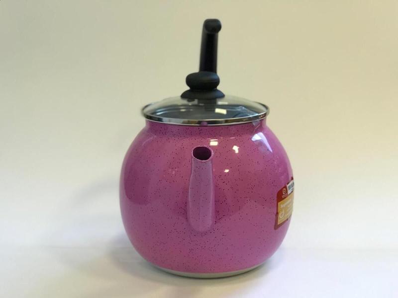 Imagem de Chaleira rosa 3 litros com tampa de vidro  alto luxo
