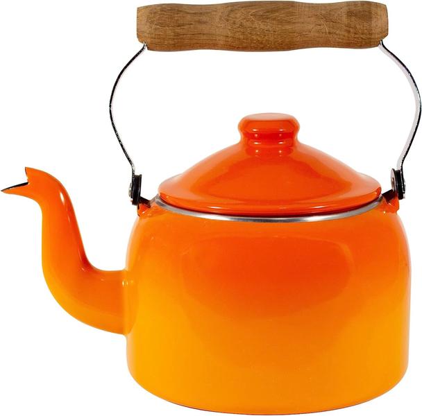 Imagem de Chaleira Tradicional 16 Esmaltada Laranja Degradê 1800 ml - Ewel, Linha Mãe Ágata