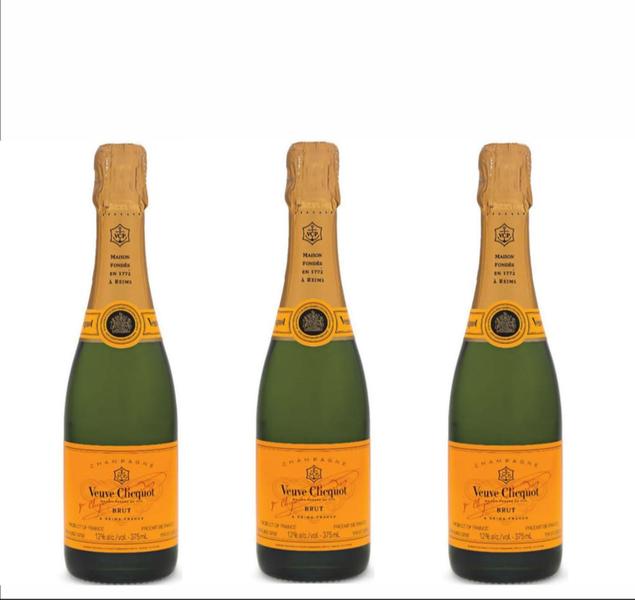 CHAMPAGNE VEUVE CLICQUOT BRUT 375ML C/ 3 Unidades Imagem de CHAMPAGNE VEUVE CLICQUOT BRUT 375ML C/ 3 Unidades