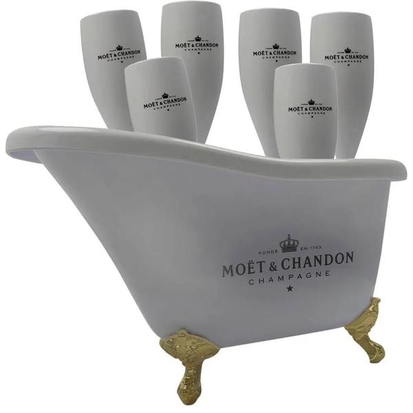 Imagem de Champanheira Banheira Branca Vinho Moet Chandon + 6 Taças