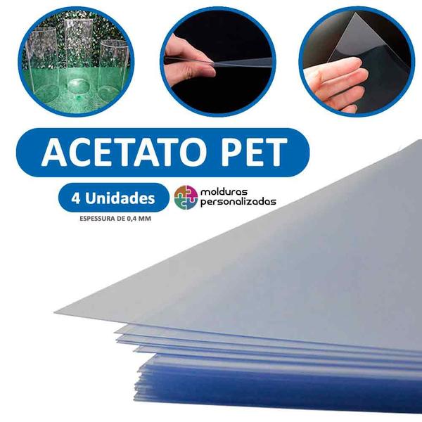 Imagem de Chapa 62x120 Cm Acetato Pet Transparente  4 Placas 0,40 Mm