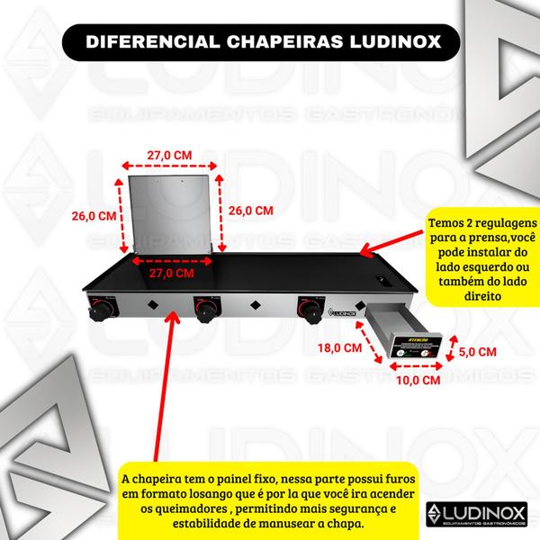 Imagem de Chapa 90x30cm Para Fazer Lanches Com Prensa Semi Industrial