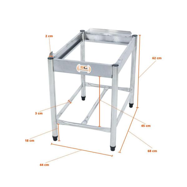 Imagem de Chapa Americana Profissional 45cm a Gás 8mm Lisa Inox com Pé CGP45 e Espátulas - Venâncio