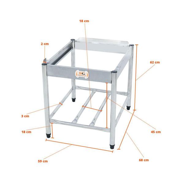 Imagem de Chapa Americana Profissional 60cm a Gás 8mm Lisa Inox com Pé CGP60 - Venâncio