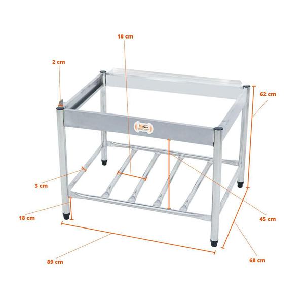 Imagem de Chapa Americana Profissional 90cm a Gás 18mm Lisa Inox Com Pé Cgp90 e Espátulas - Venâncio