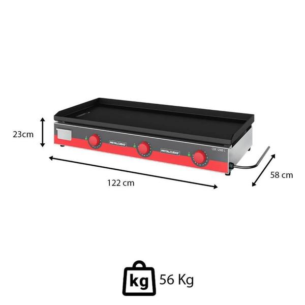 Imagem de Chapa Bifeteira Elétrica Light Metalcubas CBE1200L 120 X 52,5cm 220V 6,4mm Aço Inox MTC0090(23444)