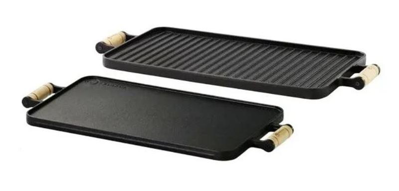 Imagem de Chapa Bifeteira Grill Dupla Face Ferro Fundido 44x26 Cm Fundição Santana