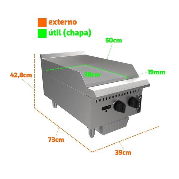 Imagem de Chapa Bifeteira Profissional Industrial Prime a Gás 38cm Pcm038g 19mm - Venâncio