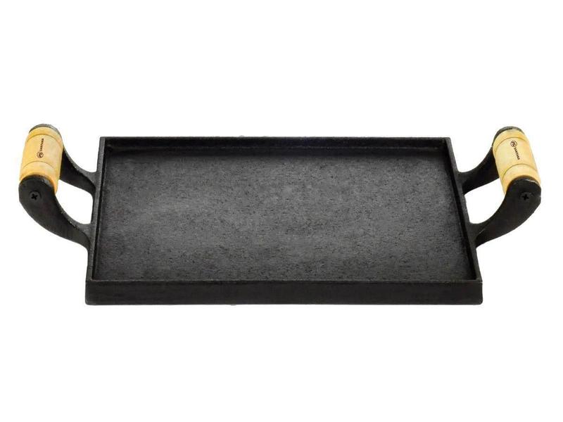 Chapa Bifeteira Quadrada Lisa 2 Alças Madeira Santana 25Cm Imagem de Chapa Bifeteira Quadrada Lisa 2 Alças Madeira Santana 25Cm