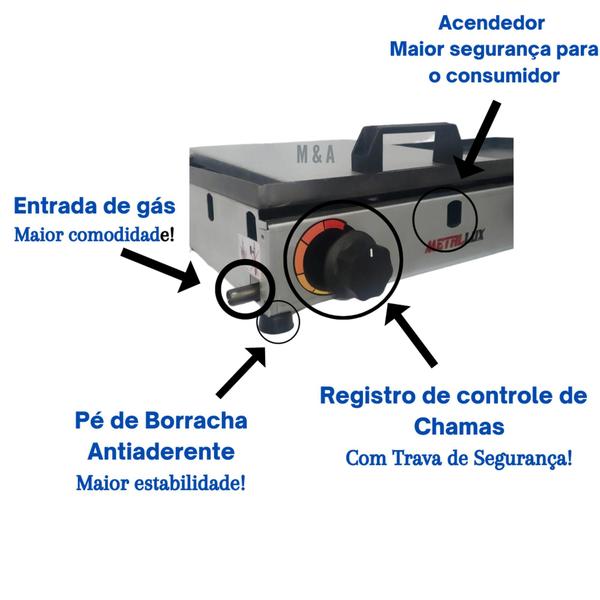 Imagem de Chapa Chapeira 90x30 Premium A Gás C/prensa 3 Queimador