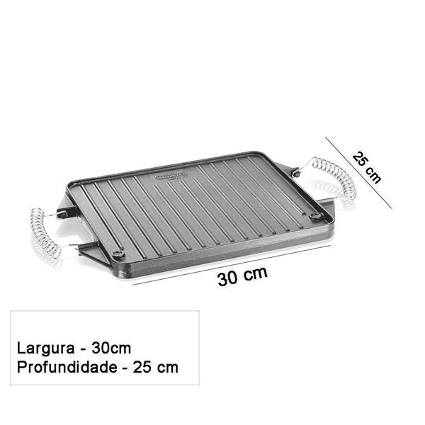 Imagem de Chapa de Ferro Dupla Face 30x25 cm Alça Espiral Fumil