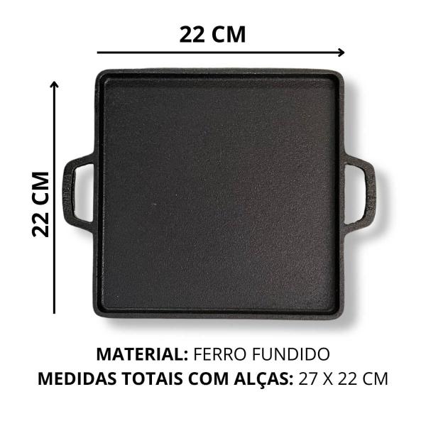 Imagem de Chapa de Ferro Fundido 22X22Cm para Churrasco e Porções