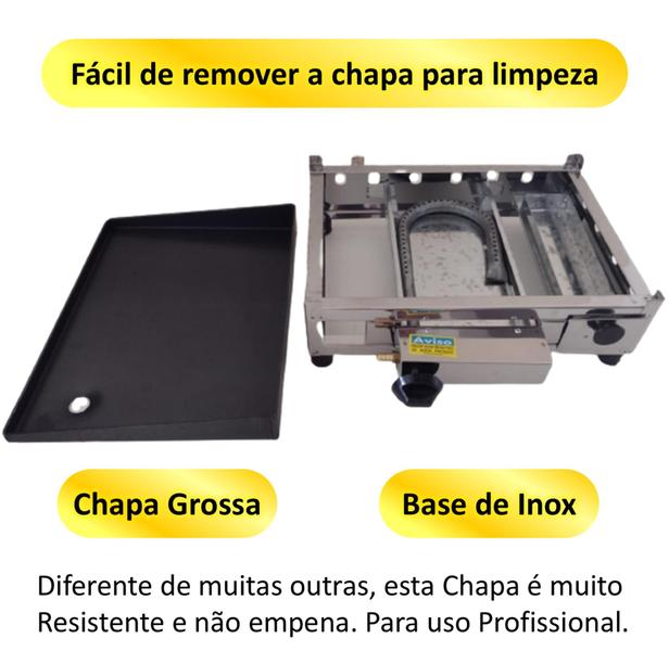 Imagem de Chapa de Lanche 30x40 c/ Prensa Profissional a Gás Inox