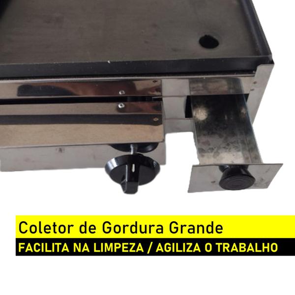 Imagem de Chapa de Lanche 30x60 a Gás com Prensa Hot Dog Inox Ferro Fundido Profissional JBC Eletro