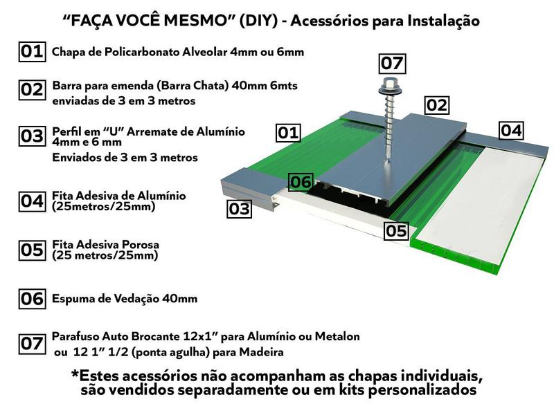 Imagem de Chapa De Policarbonato Alveolar 2,10x3,00 4 Milímetros Várias Cores